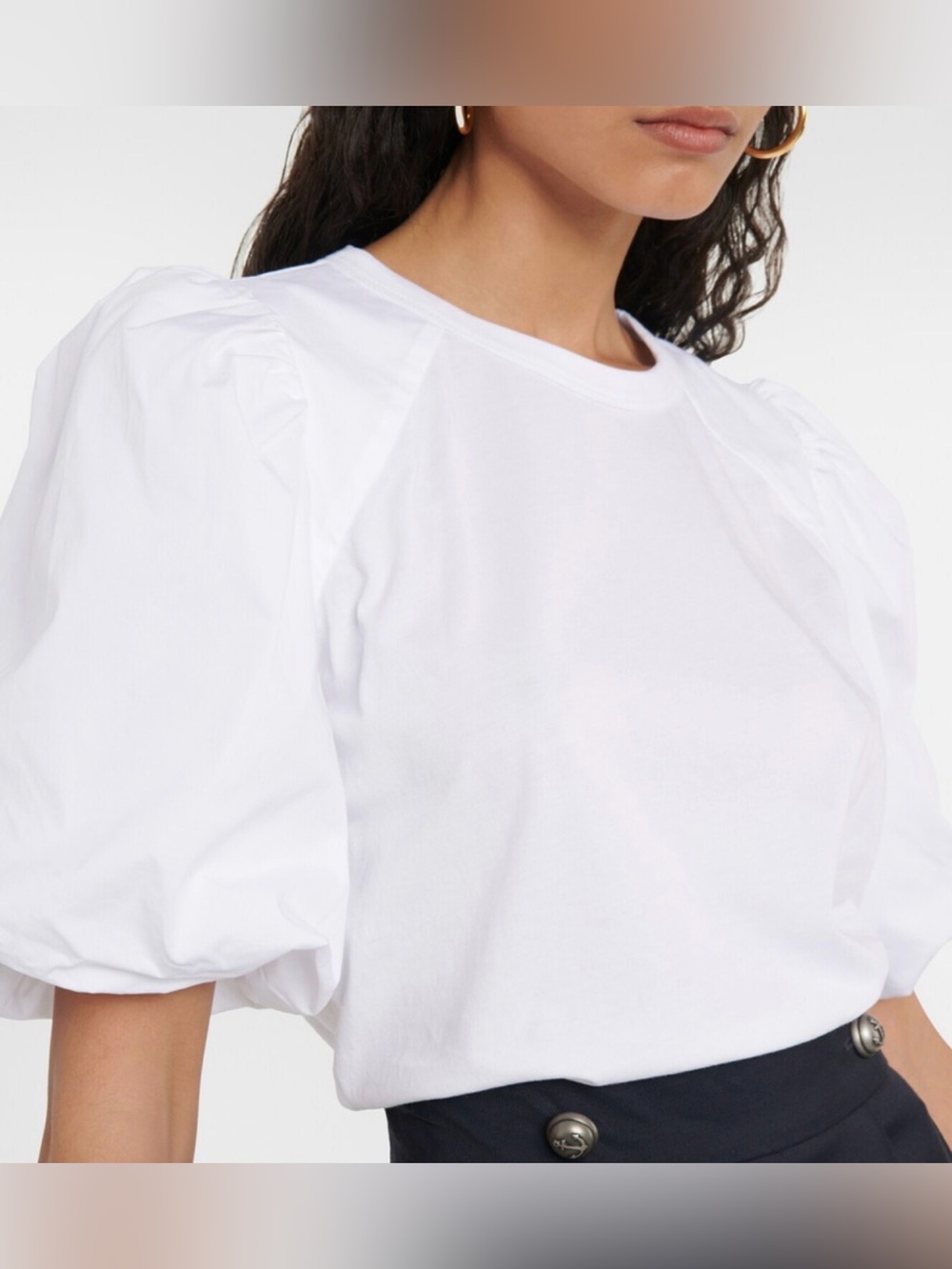 Veronica Beard Morrison Puff Sleeve Top White Cotton Size Small - Picture 2 of 10